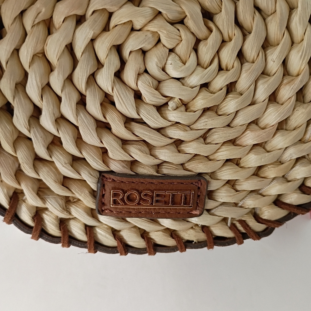 Rosetti Brown & Natural Round Leather & Straw Crossbody Bag - Picture 3 of 10